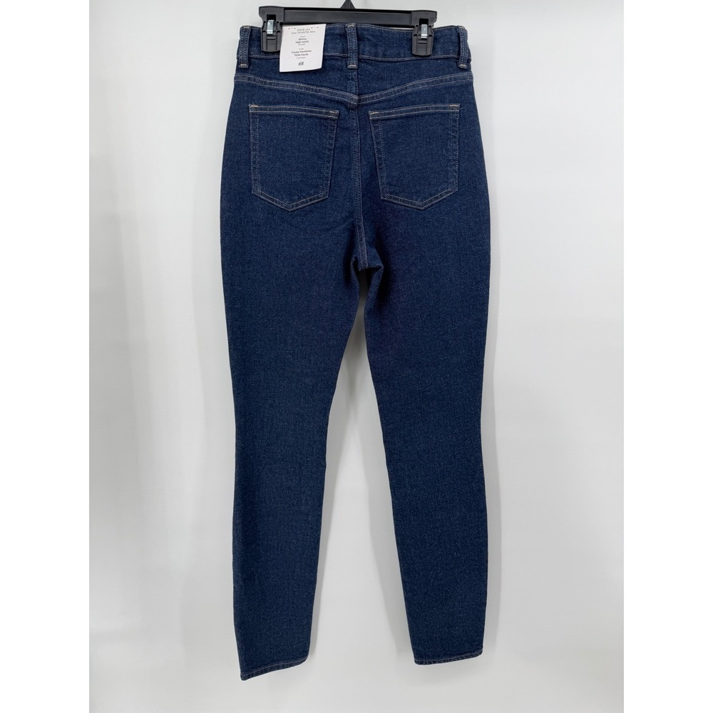 H&M Womens High Waist Skinny Jeans Dark Wash Blue Stretch Denim Size 6 NEW - Picture 3 of 4